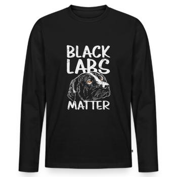Labrador noir : Black Labs Matter - T-shirt manches longues Premium bio Homme - noir - Devant - Nico (187cm)