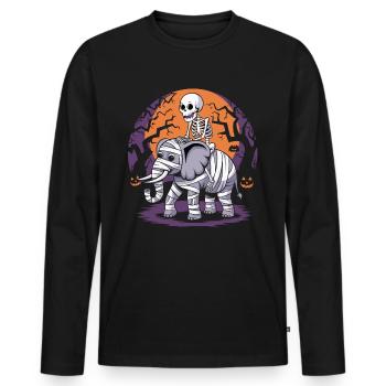 Skeleton riding an elephant on Halloween - Men's Premium Organic Long Sleeve Shirt - black - Front - Nico (187cm)