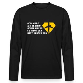 Fluglotse Shirt Geschenk Flugverkehrsleiter Lotse - Männer Premium Bio Langarmshirt - Schwarz - Vorne - Nico (187cm)