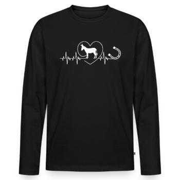 Heartbeat Donkey Horseshoe Happiness for All Gift - Men's Premium Organic Long Sleeve Shirt - black - Front - Nico (187cm)