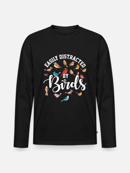 Bird Ornithology Birdwatcher Gift - Men's Premium Organic Long Sleeve Shirt - black