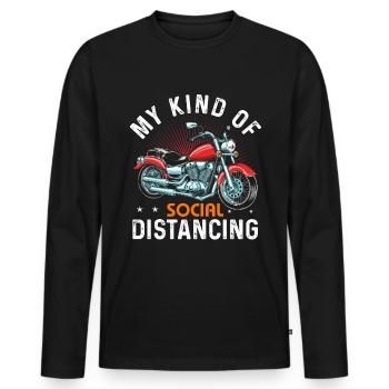 Motorcycle Biker Motorcyclist Gift - Men's Premium Organic Long Sleeve Shirt - black - Front - Nico (187cm)