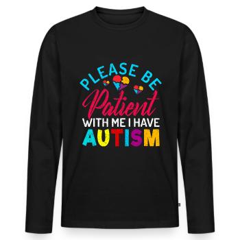 Autisme - T-shirt manches longues Premium bio Homme - noir - Devant - Nico (187cm)
