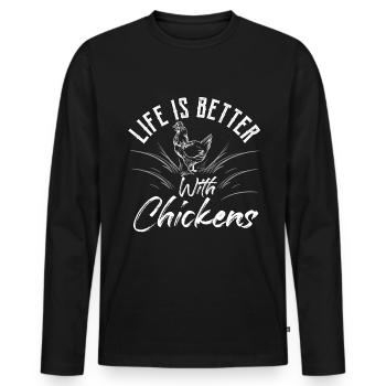 Rooster Poultry Chicken Farm Chicken Coop Cadeau - T-shirt manches longues Premium bio Homme - noir - Devant - Nico (187cm)