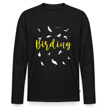 Vogel Ornithologie Vogelbeobachter Geschenk - Männer Premium Bio Langarmshirt - Schwarz - Vorne - Nico (187cm)