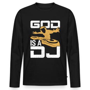 DISC JOCKEY - Men's Premium Organic Long Sleeve Shirt - black - Front - Nico (187cm)