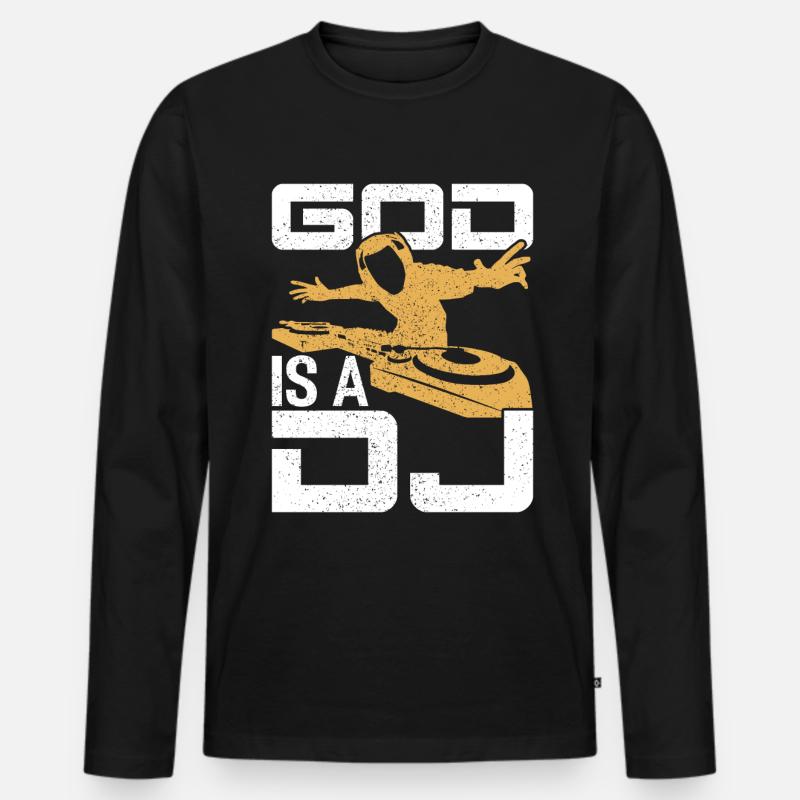 DJ - Männer Premium Bio Langarmshirt - Schwarz