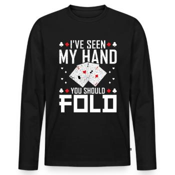 Poker - Männer Premium Bio Langarmshirt - Schwarz - Vorne - Nico (187cm)