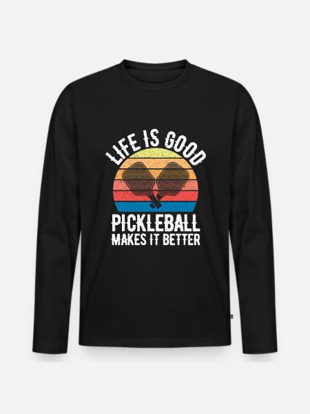 Pickleball - Men's Premium Organic Long Sleeve Shirt - black