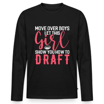American football - Mannen Premium Bio shirt met lange mouwen - zwart - Voor - Nico (187cm)