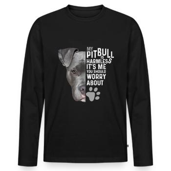 Pitbull - Men's Premium Organic Long Sleeve Shirt - black - Front - Nico (187cm)