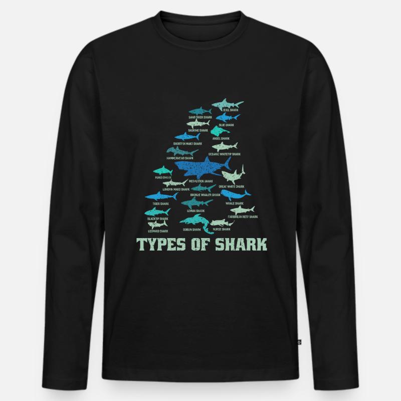 Shark - Männer Premium Bio Langarmshirt - Schwarz