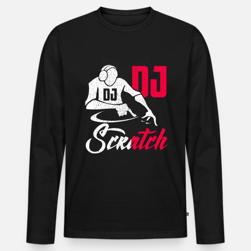 DJ - Männer Premium Bio Langarmshirt - Schwarz