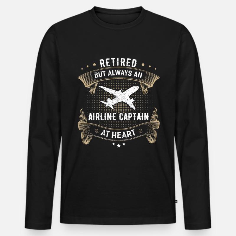 Pilot - Männer Premium Bio Langarmshirt - Schwarz
