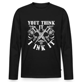 Tatouage - T-shirt manches longues Premium bio Homme - noir - Devant - Nico (187cm)