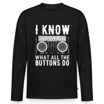 DISC JOCKEY - Men's Premium Organic Long Sleeve Shirt - black - Front - Nico (187cm)