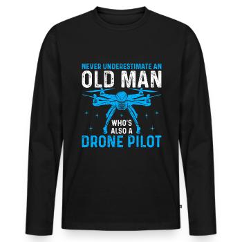 Drone - Männer Premium Bio Langarmshirt - Schwarz - Vorne - Nico (187cm)