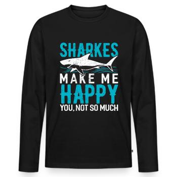 Shark - Männer Premium Bio Langarmshirt - Schwarz - Vorne - Nico (187cm)