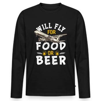 Pilot - Männer Premium Bio Langarmshirt - Schwarz - Vorne - Nico (187cm)