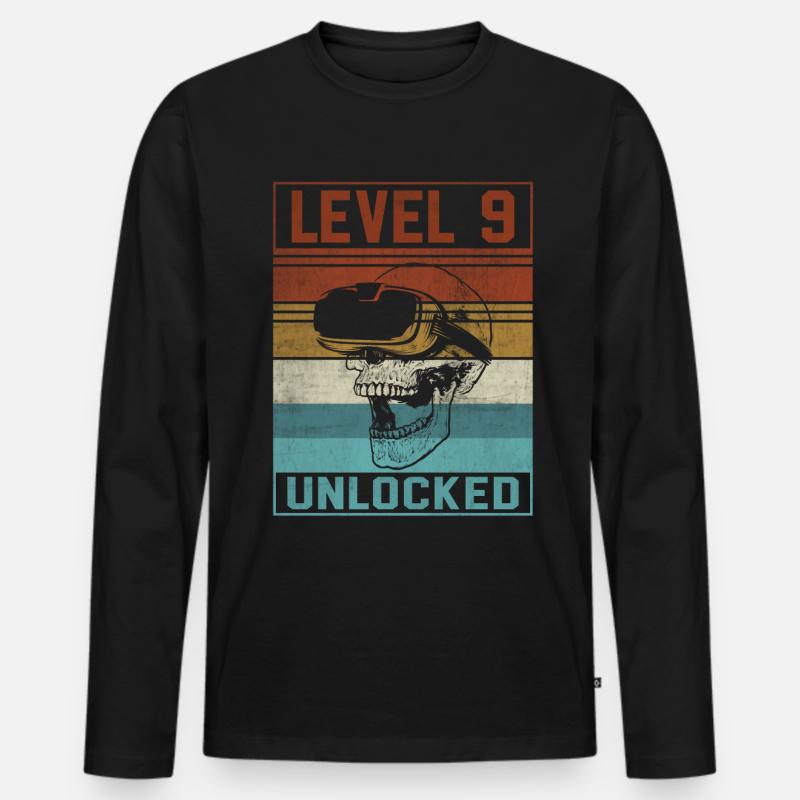 Boy 9th Birthday Gamer - Männer Premium Bio Langarmshirt - Schwarz