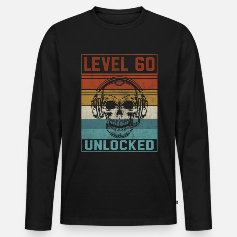 Gamer 60th Birthday - Männer Premium Bio Langarmshirt - Schwarz