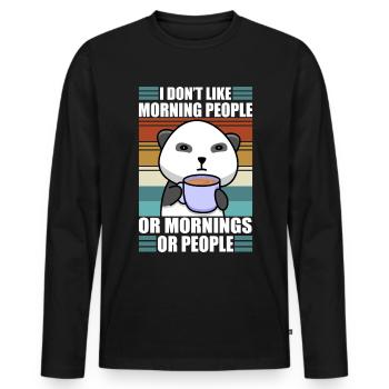 Sarcastic Panda Coffee Moody Lazy Animal - Men's Premium Organic Long Sleeve Shirt - black - Front - Nico (187cm)