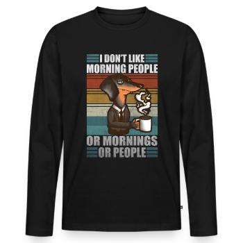 Moody Dachshund Coffee Sarcastic Wiener Dog - Men's Premium Organic Long Sleeve Shirt - black - Front - Nico (187cm)