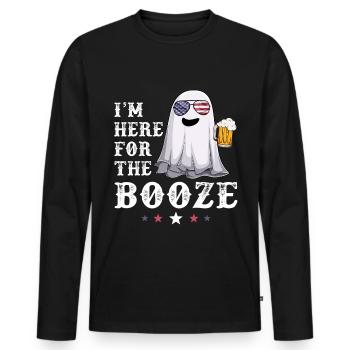 Ghost Booze 4th of July USA American Flag Beer - Männer Premium Bio Langarmshirt - Schwarz - Vorne - Nico (187cm)