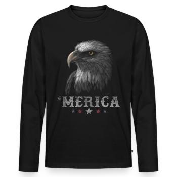 Eagle Patriotic Merica 4th of July American USA - Männer Premium Bio Langarmshirt - Schwarz - Vorne - Nico (187cm)