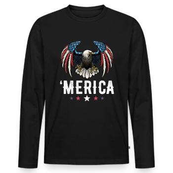 Eagle American Flag 4th of July USA Merica - Männer Premium Bio Langarmshirt - Schwarz - Vorne - Nico (187cm)
