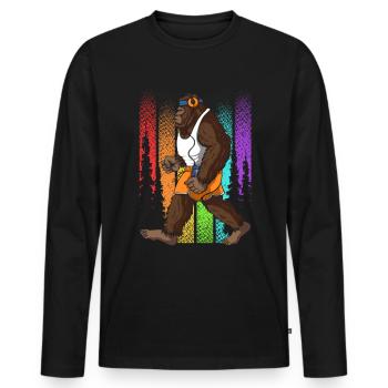 Retro Walking Bigfoot Unheimlich - Männer Premium Bio Langarmshirt - Schwarz - Vorne - Nico (187cm)