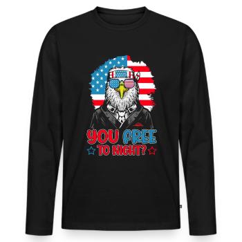 Eagle American Flag Men 4 juillet États-Unis - T-shirt manches longues Premium bio Homme - noir - Devant - Nico (187cm)