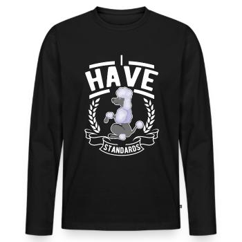 Caniche Amant Drôle Caniche Standard - T-shirt manches longues Premium bio Homme - noir - Devant - Nico (187cm)