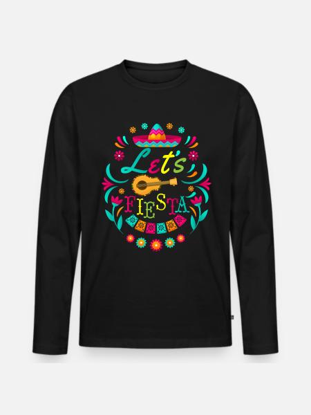 Lets Fiesta Cinco de Mayo Guitar Fiesta - Men's Premium Organic Long Sleeve Shirt - black