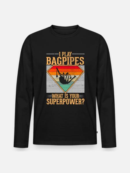 Bagpipe Musician Funny Bagpiper - Men's Premium Organic Long Sleeve Shirt - black