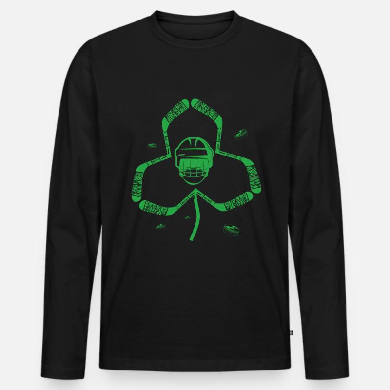 Casco da hockey su ghiaccio Cloverleaf San Patrizio - Maglia a manica lunga ecologica premium da uomo - nero