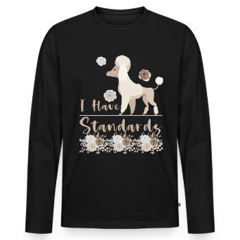 Pudel Mama Hund Lustig Standard Pudel - Männer Premium Bio Langarmshirt - Schwarz - Vorne - Nico (187cm)