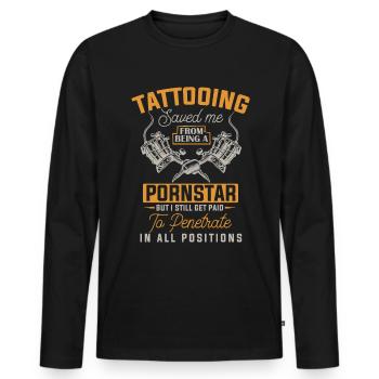 Funny Tattoo Artist Tattoos Inked Tattooist - Men's Premium Organic Long Sleeve Shirt - black - Front - Nico (187cm)