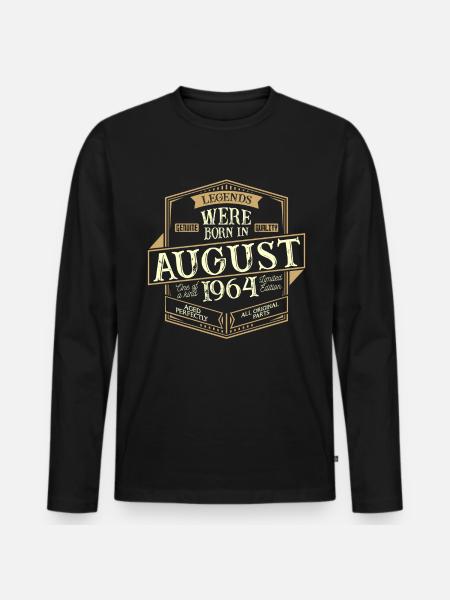 August 1964 birthday man - Men's Premium Organic Long Sleeve Shirt - black