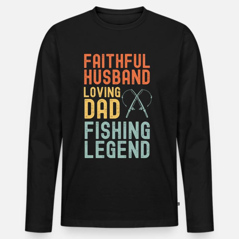Ehemann Vater Papa Legendärer Angler Angel Legende - Männer Premium Bio Langarmshirt - Schwarz