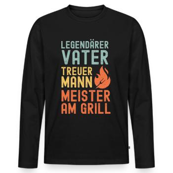 Ehemann Vater Papa Grillmeister BBQ Held Legende - Männer Premium Bio Langarmshirt - Schwarz - Vorne - Nico (187cm)