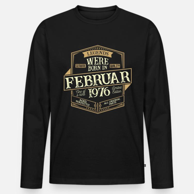 Februar 1976 Geburtstag Mann - Männer Premium Bio Langarmshirt - Schwarz