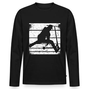 Stuntscooter Stunt Scooter Kick Tretroller Skater - Männer Premium Bio Langarmshirt - Schwarz - Vorne - Nico (187cm)