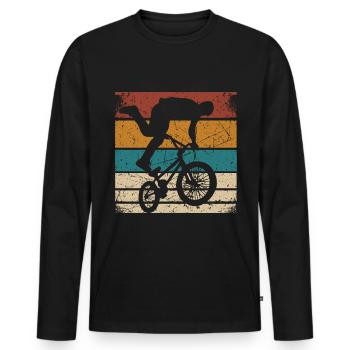 BMX Shirt Cyclisme Descente Vintage Rétro - T-shirt manches longues Premium bio Homme - noir - Devant - Nico (187cm)