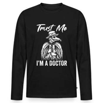 Peste Docteur Médiéval Médical - T-shirt manches longues Premium bio Homme - noir - Devant - Nico (187cm)