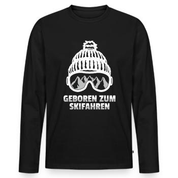 Ski Skifahrer geboren Skifahren Skiurlaub Geschenk - Männer Premium Bio Langarmshirt - Schwarz - Vorne - Nico (187cm)