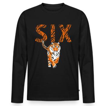 6. Geburtstag Tiger Zoo Safari 6 Jahre alt - Männer Premium Bio Langarmshirt - Schwarz - Vorne - Nico (187cm)