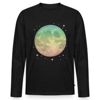 Lune Pastel Céleste - T-shirt manches longues Premium bio Homme - noir - Devant - Nico (187cm)