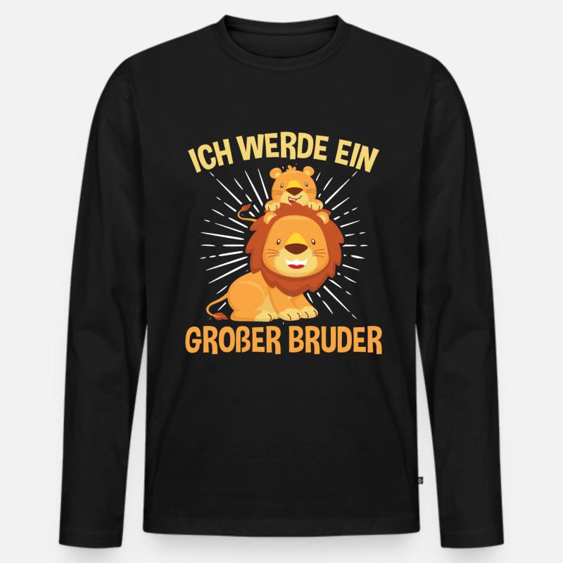 Löwe Großer Bruder - Männer Premium Bio Langarmshirt - Schwarz
