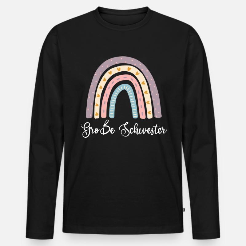 Große Schwester Regenbogen - Männer Premium Bio Langarmshirt - Schwarz